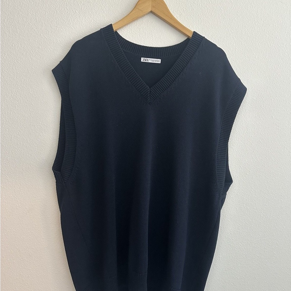 Zara navy Sleeveless Knit Sweater Vest